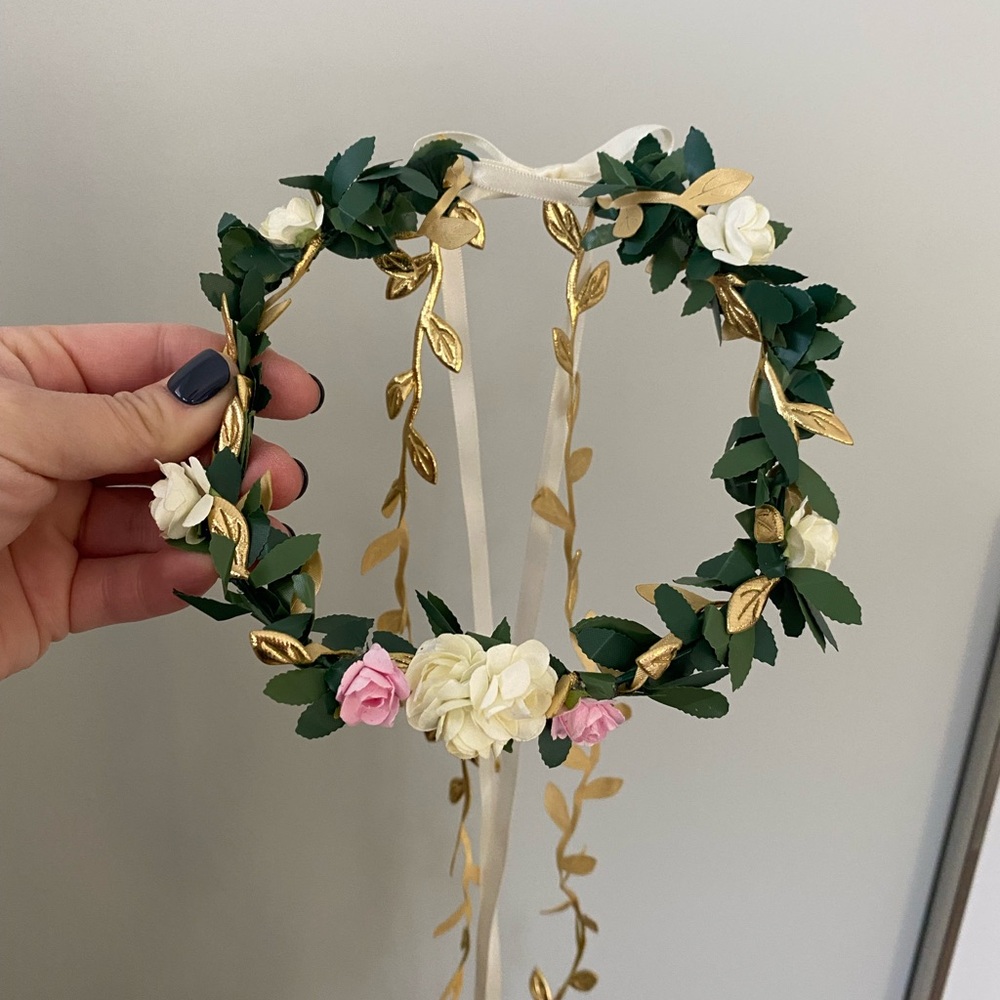 Floral Green and Gold Flower crown